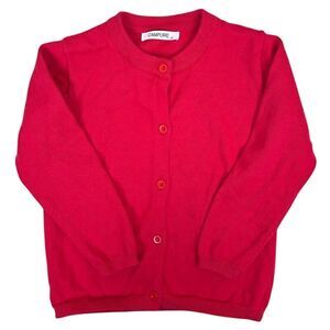 Campure Girls Red Cotton Cardigan Sweater Size 4 Long Sleeve Casual Fall Winter